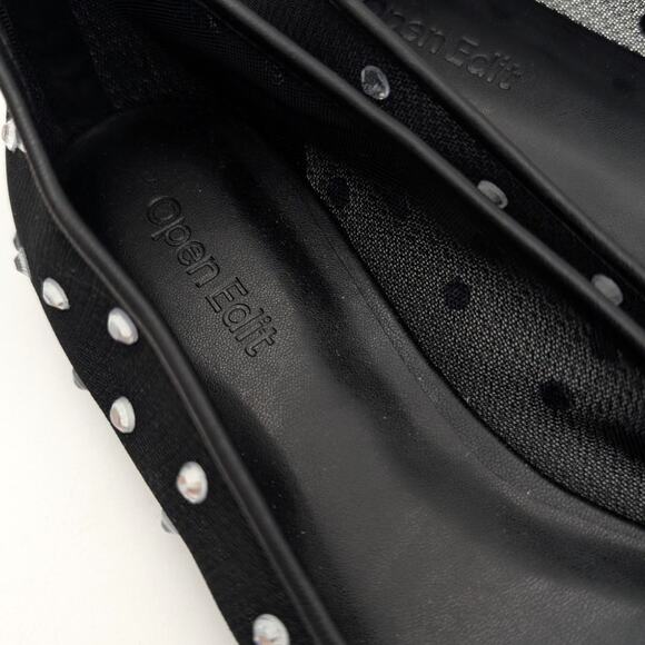 Open Edit Lennox Rhinestone Modern Mesh Flat Women's Black Size US7M EU38 - Picture 12 of 12